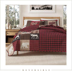 Great Bay Home Rustic Cabin King Size Quilt Set with Shams - All-Season, Lightweight, Reversible Bedspread - Lodge-Themed Summer Bedding Sets (King/California King, Hemlock Red/Brown)