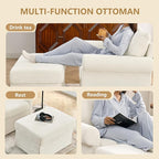 35.82” Accent Chair with Ottoman Upholstered Living Room Chairs for Reading Chair with Chaise Lounge Chairs Indoor, Comfortable Armchair for Bedroom (Beige, 35.82")