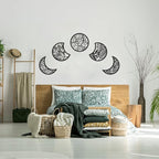 Jetec 5 Pcs Moon Phase Wall Art Decor Wall Pediments Hanging Wooden Moon Phase Spiritual Bedroom Nordic Boho Lunar Aesthetic Art for Living Room Dorm Apartment Bar Ornament(Black,10.6 Inch)
