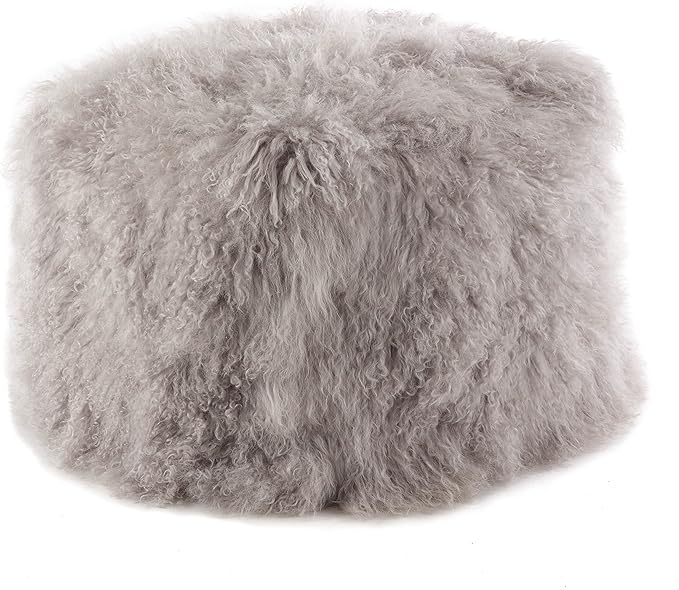 SARO LIFESTYLE Mongolian Lamb Fur Wool Pouf