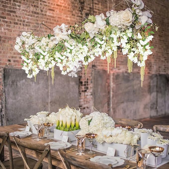 IPOPU 4Pcs Faux White Artificial Delphiniums, 24.8 Inch Long Stem Artificial Jacaranda Flowers for Tall Vases, Fake Delphiniums for Artificial Flower Arrangements, Home Party Decorations