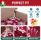 H.VERSAILTEX Christmas Sofa Slipcover Fleece Stretch Couch Cushion Cover Furniture Protector Seat Cushion Snowflakes Sofa Cover for Christmas (1 Piece Armchair Cushion Covers, Snowflakes)