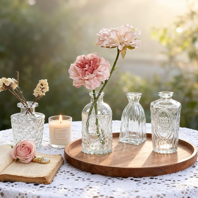 Bud Vases in Bulk 24, Clear Small Glass Vase for Centerpiece Table Decorations, Durable Mini Glass Vases for Flowers, Decorative Flower Vase for Wedding Decor, Party, Home Decor, Housewarming