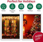 Multicolor Wide Angle LED Christmas Lights, 64.8 Ft 300 Count, Pack of 3 Strands 21.9 Ft 100 Lights UL Certified Commercial Grade Green Wire 5mm Holiday String Light