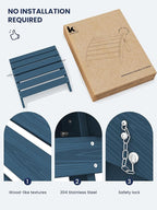 KINGYES Folding Adirondack Ottomans Set of 2 for Adirondack Chair, Navy