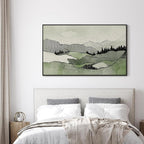 SIGNWIN 36"x60" Extra Large Framed Wall Art Green Line Art Mountain Landscape Illustration for Home Living Room Bedroom Decor (Frame Assembly Required)