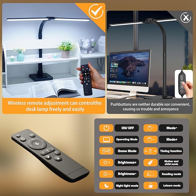 Desk lamp，Led Desk Lamp for Office Home - Eye Caring Architect lamp, 24WDual Screen Computer Monitor Adjustable Smart Desk lamp, Suitable for Home/Office/Bedroom