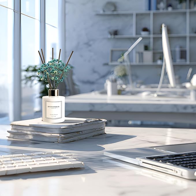 Reed Diffuser Set,5.1oz Ocean Breeze Scent Diffuser with Sticks Home Fragrance Reed Diffuser with Essential Oil for Bathroom Shelf Decor&Air Freshener,Home Bathroom Office Decor & Gifts