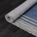 Bordered Outdoor Rug 10x14 Washable Outside Carpet for Indoor Patio Porch Waterproof Easy Cleaning Non Shedding Area Rugs Navy 10 x 14