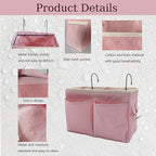 2-Pack Bedside Caddy Bedside Hanging Storage Basket Multi-Function Organizer Caddy for Bunk and Hospital Beds Dorm Rooms Bed Rails, Can be Placed Glasses Books Mobile Phones（2 pcs pink）