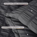 MUXHOMO 5 Pieces Twin Comforter Set, Seersucker Bed in a Bag Twin Size, All Season Luxury Bedding Set with Comforter, Flat Sheet, Fitted Sheet, Pillowcase & Sham, Dark Grey
