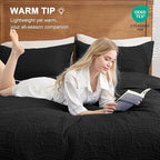 Love's cabin Quilts for Full Bed Black Bedspreads Bedding Set - Lightweight Bedspread Comforter - Coin Pattern Bedding Coverlet for All Season - 3 Pieces (1 Quilt, 2 Pillow Shams)