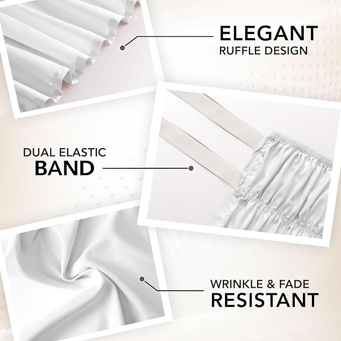 Utopia Bedding Full Elastic Bed Ruffle - Easy Wrap Around Ruffle - Microfiber Bed Skirt with Adjustable Elastic Belt 16 Inch Tailored Drop - Hotel Quality Bedskirt, Fade Resistant (Full, White)