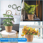 4 Pcs Large Premium Seagrass Planter Basket with Plastic Lining Natural Stylish Planter Baskets Indoor Outdoor Plants Woven Wicker Baskets for Plants Flower Pots Cover and Room Decor(10.2x7.5x7.5")