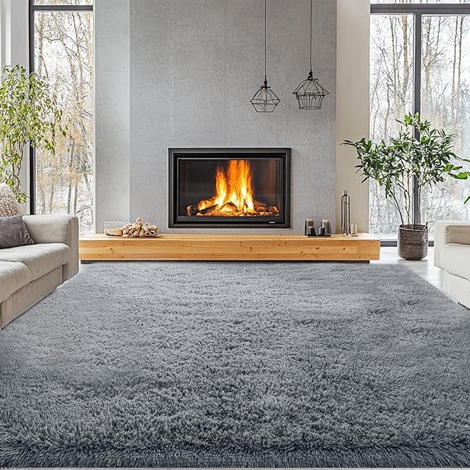 Fluffy Area Rug Living Room: Grey Shag Rug 6x9 Plush Rugs for Living Room - Large Fuzzy Soft Carpet (Gray 6x9 Feet)
