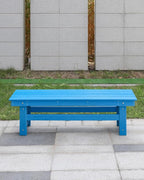 HDPE Outdoor Bench, 55" Patio Bench Outdoor Furniture, Poly Lumber Adirondack Benches, All Weather HDPE Patio Garden Backless Benches for Park, Poolside, Deck, Porch, Sky Blue