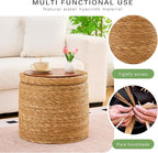 Wimarsbon 18'' Ottoman Pouf, Natural Braided Poof, Rustic Handweave Lounge Pouffe, Boho Footrest Stool for Bedroom, Accent Table for Living Room (Storage - 18inch Natural Cattail L)