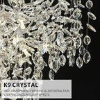 H61'' Modern Silver K9 Crystal High Ceiling Chandeliers, 23-Lights Staircase Chandeliers,Large Crystal Tree Branch Chandelier, D40'' Foyer Chandelier,for Living Room,Entryway