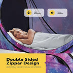 VIVOHOME Pop-Up Bed Tent Twin Size, Privacy Bed Canopy with 4 Doors and Mosquito Mesh, Breathable Sleeping Tent with Light Starry Sky Pattern for Kids and Adults