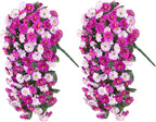 Artificial Fake Fall Hanging Mums Flowers Plants for Outdoor Outside, 2 PCS Faux Silk Morning Glory Trailing Vines Look Real UV Resistant for Porch Planter Patio Decor (Light Fuchsia and Fuchsia)