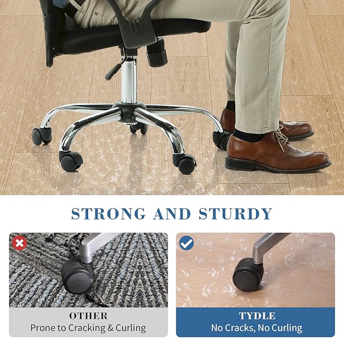 Chair Mat for Hard Floors, Tydle 36" x 60" Office Chair Mat for Hardwood Floors, Non-Slip Plastic Floor Mat for Gaming Chairs, Hard Floor Protector Computer Desk Vinyl Mat for Home Office (Clear-Rose)