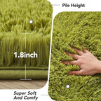 Green Grass Area Rugs for Bedroom: 3x5 Fluffy Fuzzy Carpet-Shag Furry Plush Soft Kids Girls Shaggy Bedside Indoor Floor Rug for Teen Dorm Home Decor Aesthetic (Lawn Green,3x5 Feet)