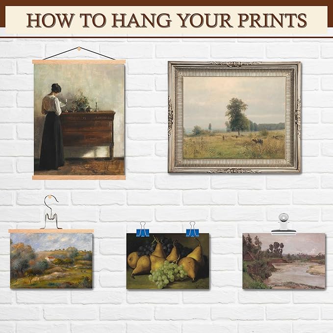 LANCHI95 12 Pcs Vintage Wall Art Decor, Vintage Art Prints, Vintage Posters for Room, Moody gallery wall art, Eclectic French Country Pictures Wall Decor for Bedroom (UNFRAMED)