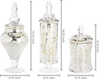 MyGift Set of 3 Silver Mercury Glass Apothecary Jars, Weddings Centerpiece Candy Buffet