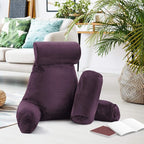 Nestl Reading Pillow Large Bed Pillow, Back Pillow for Sitting in Bed Shredded Memory Foam Chair Pillow, Reading & Bed Rest Pillows Purple Back Pillow for Bed, Bed Chair Arm Pillow with Pockets