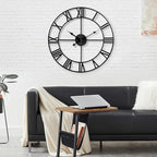 1st owned Large Wall Clock Metal Retro Roman Numeral Clock, Modern Round Wall Clocks Almost Silent, Easy to Read for Living Room/Home/Kitchen/Bedroom/Office/School Decor (Black, 40 Inch)