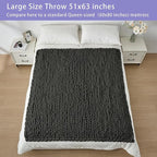 Bigacogo Chunky Knit Throw Blanket for Couch, 51x63 inches, 100% Hand Knitted with Thick Jumbo Chenille Yarn, Cozy Soft Large Rope Knot Cable Crochet Blankets for Sofa Bed Living Room, Dark Grey