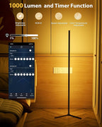 LED Corner Lamp, 65" RGB Corner Floor Lamp with 16 Million DIY Colors, 216 Dynamic Light Effects and Music Sync - App and Remote Control LED Lamp for Bedroom, Living Room, Gaming Room