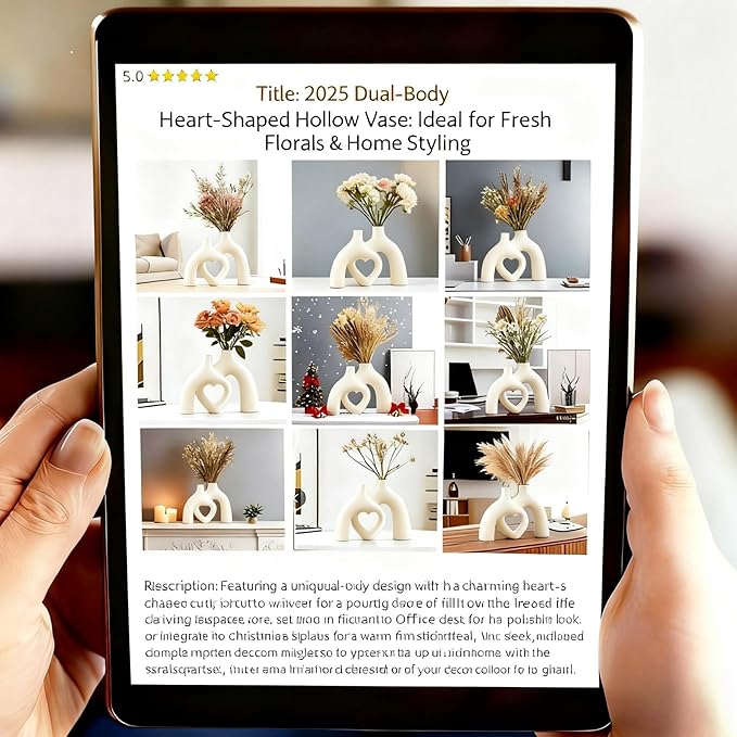 Snuggle Hollow Ceramic Decorative Vase, Modern Minimalist Nordic Boho Ins Style Vases for Home Decor Living Room Shelf Entryway Coffee Table or Console Décor (Matte Milky White)