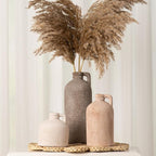 Ceramic Vase Home Table Decor - Flower Vase Set of 3 Living Room Kitchen Decorations Farmhouse Modern Rustic Vases Decorative Centerpiece for Shelf Bedroom Office Bathroom Dining Coffee Desk