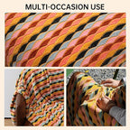 Soft Chenille Yarn Throw 36"x48", Handmade Knit Throw Blanket, for use in All Seasons, Soft Cozy Warm Knitted Blanket for Bed Sofa, Couch Chair, Living Room(1.15Ib)