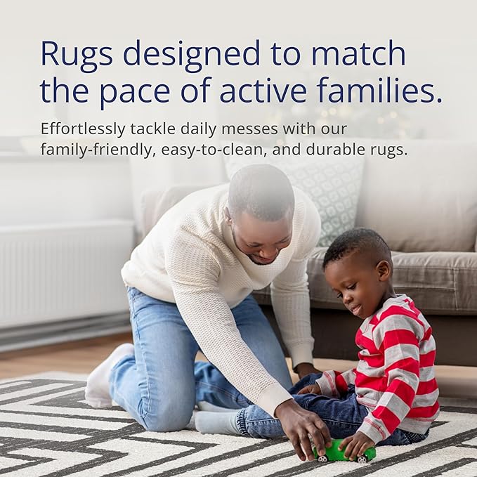 Abani Nomad Cream & Grey Area Rug 2' x 3' for Living Room, Bedroom - Geometric Box Design - Durable & Easy to Clean