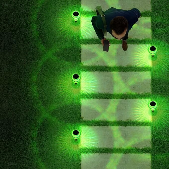 Halloween Solar Lights Outdoor 16 Pack Green LED Waterproof Mushroom Outside Lights for Yard Garden Patio Pathway Walkway Landscape Halloween Decorations