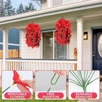 Artificial Bougainvillea Flowers for Outdoor Plant,4 pcs Faux Hanging Flowers Bougainvillea for Outside Decoration,Fake Silk UV Resistant Vines for Front Door Porch(Red)