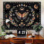 Lunerfex Boho Butterfly Tapestry Flower Moon Wall Tapestry, Moon Phases Tapestries for Bedroom Cute Tapestries Wall Hanging for Bedroom Living Room Decor Butterfly-1 60"x80"