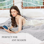 Admitrack Chunky Knit Blanket Throw, 100% Hand Knit Chenille Throw Blanket for Sofa & Home Decor, Soft and Cozy Knitted Throw Blankets (Light Gray，51"x63")