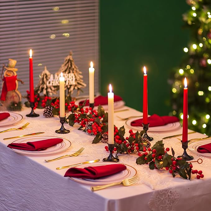 Sziqiqi Candlesticks Holder for Wedding Table Centerpiece - Black Taper Candle Holders Candle Stick Holder Bulk for Christmas Candlelight Dinner Wedding Party Festival Decor Pack of 6