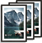 13x19 Picture Frame Set of 3 - Display 11x17 Photo with Mat or 13 x 19 Poster without Mat, Wall Mounting Horizontal and Vertical, Black