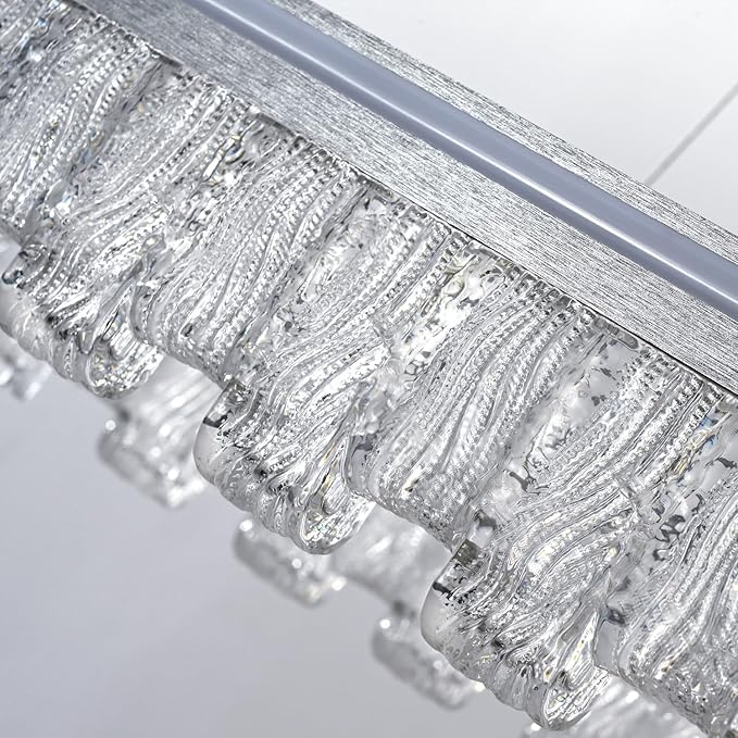 Modern Pendant Lights Kitchen Island, 35.5" Dimmable LED Elliptical Runway Light Fixture Silvery Gray Aluminum Bar Lights Hanging for Dining Room, Kitchen, Restaurant, Living Room