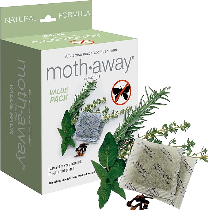 Richards Homewares Moth Away Sachets - 72 Pack (White) (6 Sets of 12 Sachets) - Fresh Mint Scent