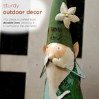 Alpine Corporation - 18" Tall Outdoor Garden Gnome Yard Decoration - Metal Statue with Speak No Evil Expression - Durable, Weatherproof Lawn Sculpture for Patio, Deck, Yard