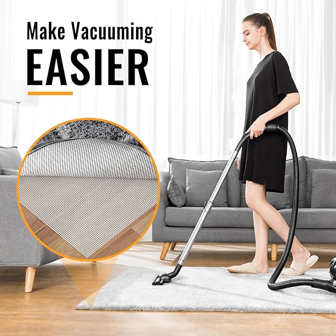 Silicone Non-Slip Rug Pad, Anti Skid Thin Area Rug Pad Gripper, Under Carpet Rug Mats for Hardwood Surface Floors, Keep Rugs in Place-6x9 Ft