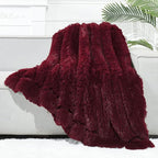 GONAAP Fuzzy Faux Fur Throw Blanket Twin Size Wine Red Super Soft Cozy Plush Fuzzy Shaggy Blanket for Couch Sofa Bed (Wine Red, Twin(60"x80"))