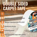 YONGJIN Double Sided Carpet Tape - Heavy Duty Rug Tape Gripper for Hardwood Floors No Damage, Secures Area Rugs, Laminate & Tile (2 Inch x 30 Yards)