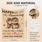 Gifts for Her Him - Wedding Anniversary Blanket Gifts for Women Men Couple - Romantic I Love You Gift for Wife Husband - Happy Anniversary for Girlfriend Boyfriend - Throw Blanket 60"x80"