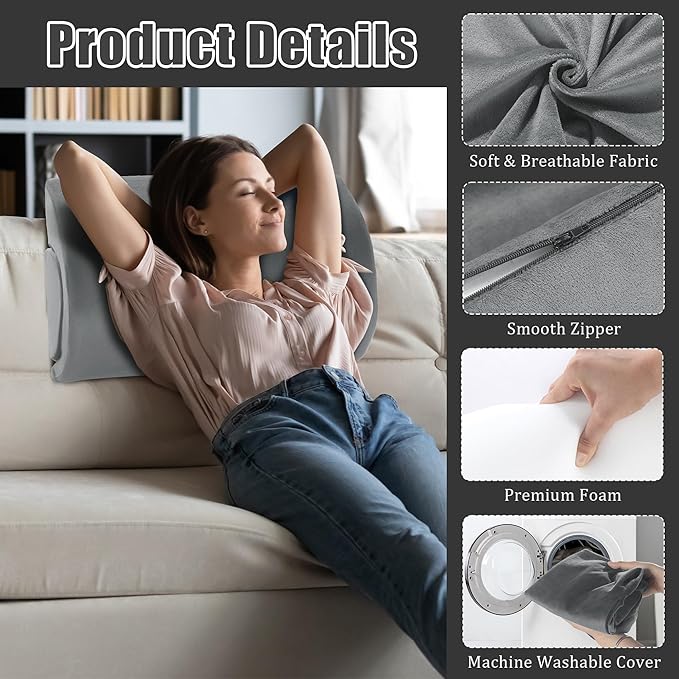 ROYALAY Half Moon Bolster Knee Pillow for Legs, Knees, Lower Back and Head, Adjustable Semi Roll Round Lumbar Support Pillow for Bed Sleeping, Health Large half moon pillow for Reduce Pressure,gray